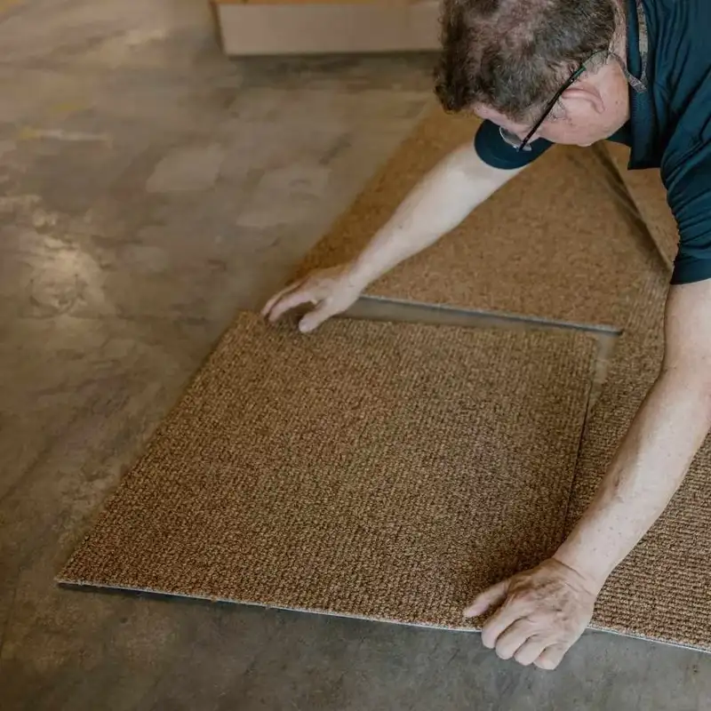 Comfortable carpet tiles fitted in master bedroom Dubai