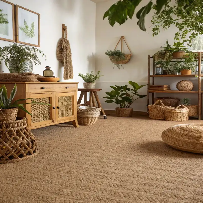 Durable jute carpet with timeless natural texture