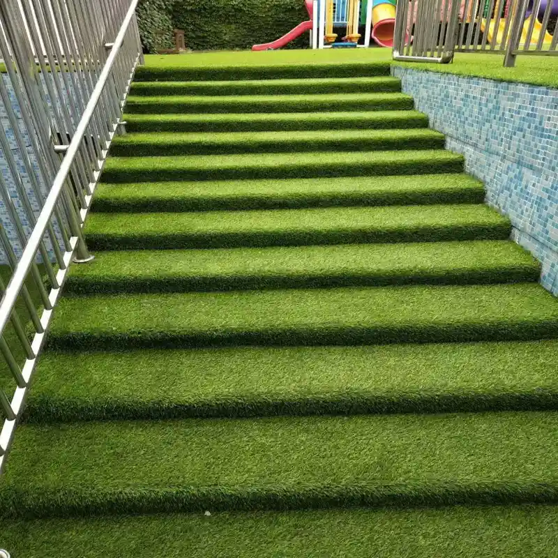 Premium synthetic grass carpet for stairs with realistic green