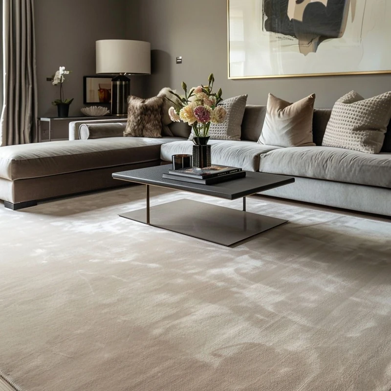 Living Room Carpet Dubai with warm beige tone for family lounge