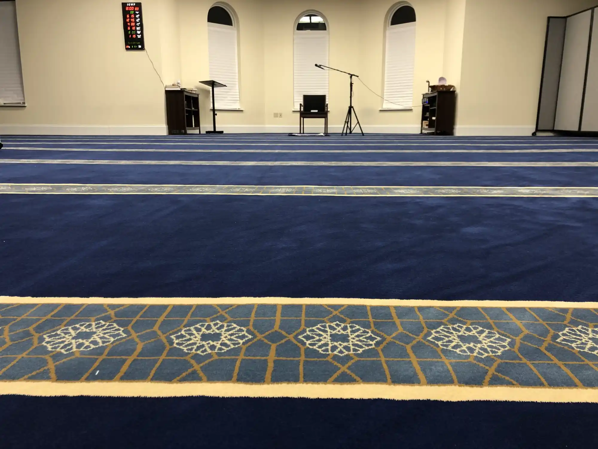 Navy Blue Border Wool Masjid Carpet - Image 3
