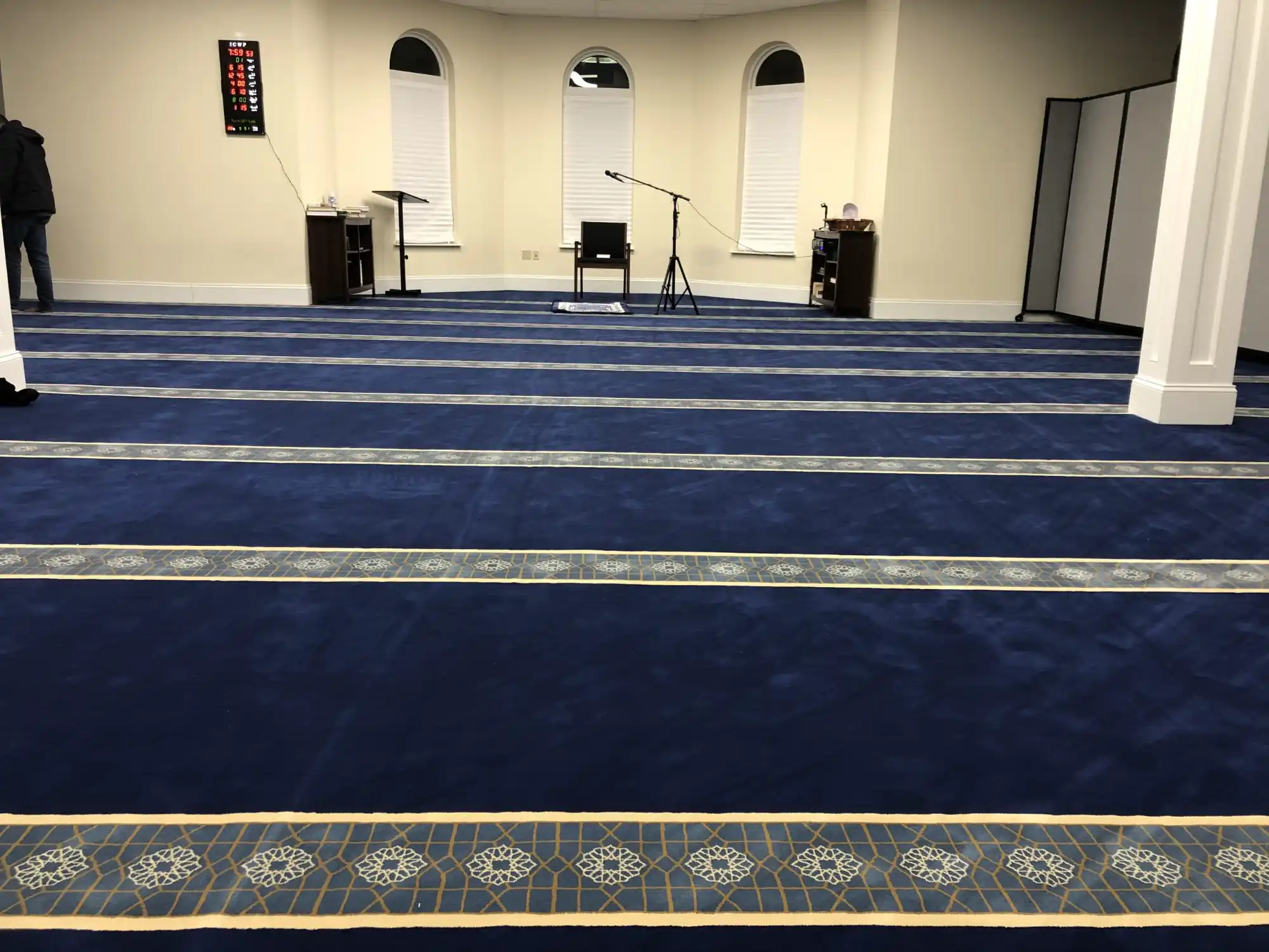 Navy Blue Border Wool Masjid Carpet - Image 2